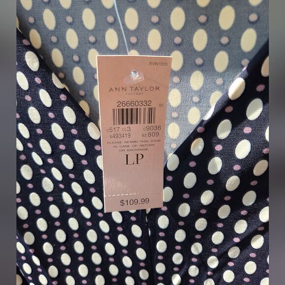 Ann Taylor Factory Navy Polka Dot Midi Dress - Picture 5 of 6
